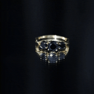 Natural Black Spinel 3 Stone Engagement Ring for Women AAA - Rosec Jewels