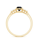 Pear Shaped Black Onyx Engagement Ring with Real Diamond Trio AAA - Rosec Jewels