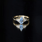 1 Carat Aquamarine Pear Engagement Ring with Diamond Trio AAA - Rosec Jewels