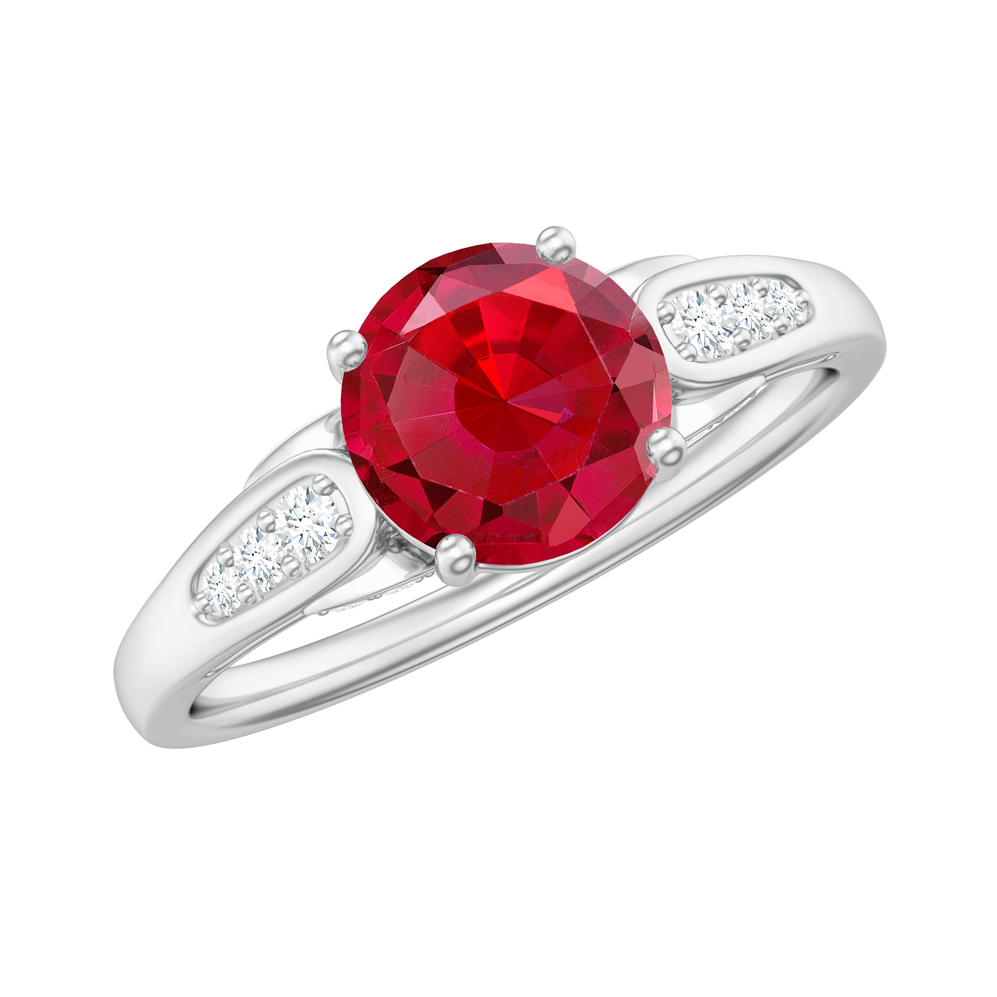 Rosec Jewels-Designer Lab Grown Ruby Solitaire Engagement Ring for Women