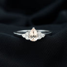 Pear Shaped Morganite Solitaire Ring with Diamond Trio Morganite - ( AAA ) - Quality - Rosec Jewels