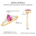 3/4 CT Natural Pink Tourmaline Teardrop Solitaire Ring with Diamond Trio AAA - Rosec Jewels