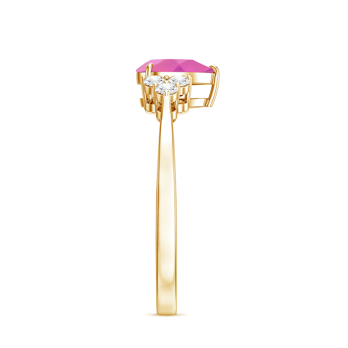 1.6 Carat Natural Pink Tourmaline Teardrop Engagement Ring with Diamond Trio AAA - Rosec Jewels