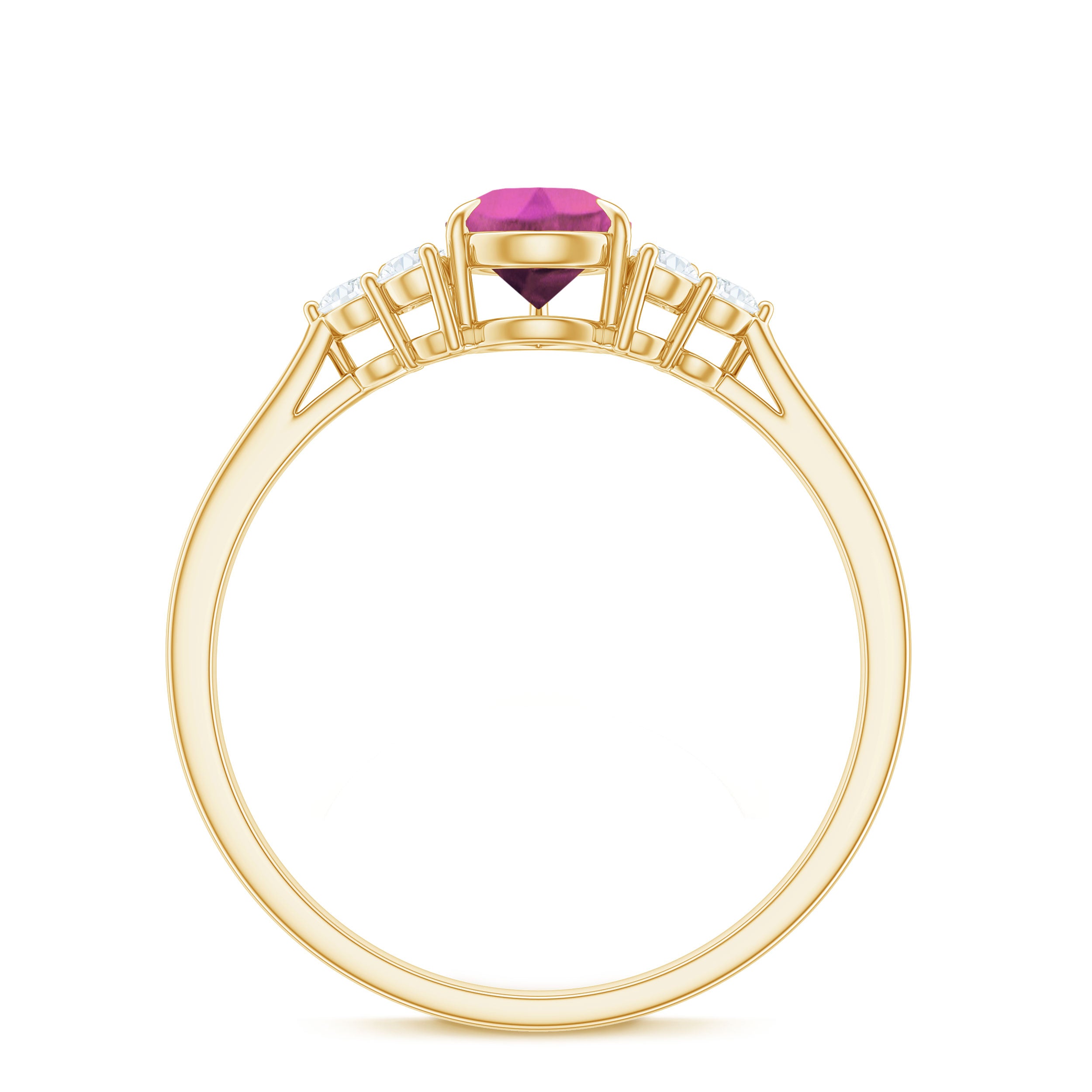 3/4 CT Natural Pink Tourmaline Teardrop Solitaire Ring with Diamond Trio AAA - Rosec Jewels