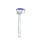 Pear Shaped Tanzanite Solitaire Ring with Diamond Trio AAA - Rosec Jewels