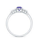 0.8 Carat Pear Shaped Tanzanite Engagement Ring with Diamond Trio AAA - Rosec Jewels