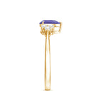 Pear Shaped Tanzanite Solitaire Ring with Diamond Trio AAA - Rosec Jewels