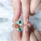 5X7mm AAA Quality Pear Shape Emerald Solitaire Engagement Ring with Diamond Trio AAA - Rosec Jewels