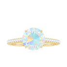 Real 8mm Ethiopian Opal Diamond Engagement Ring with Certificate AAA - Rosec Jewels