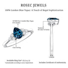 5X7mm Pear Shape London Blue Topaz Engagement Ring with Diamond Trio AAA - Rosec Jewels