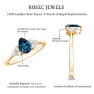 5X7mm Pear Shape London Blue Topaz Engagement Ring with Diamond Trio AAA - Rosec Jewels
