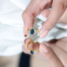 5X7mm Pear Shape London Blue Topaz Engagement Ring with Diamond Trio AAA - Rosec Jewels