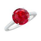 Certified Lab Ruby Solitaire Engagement Ring with Diamonds AAAA - Rosec Jewels