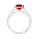 Certified Lab Ruby Solitaire Engagement Ring with Diamonds AAAA - Rosec Jewels