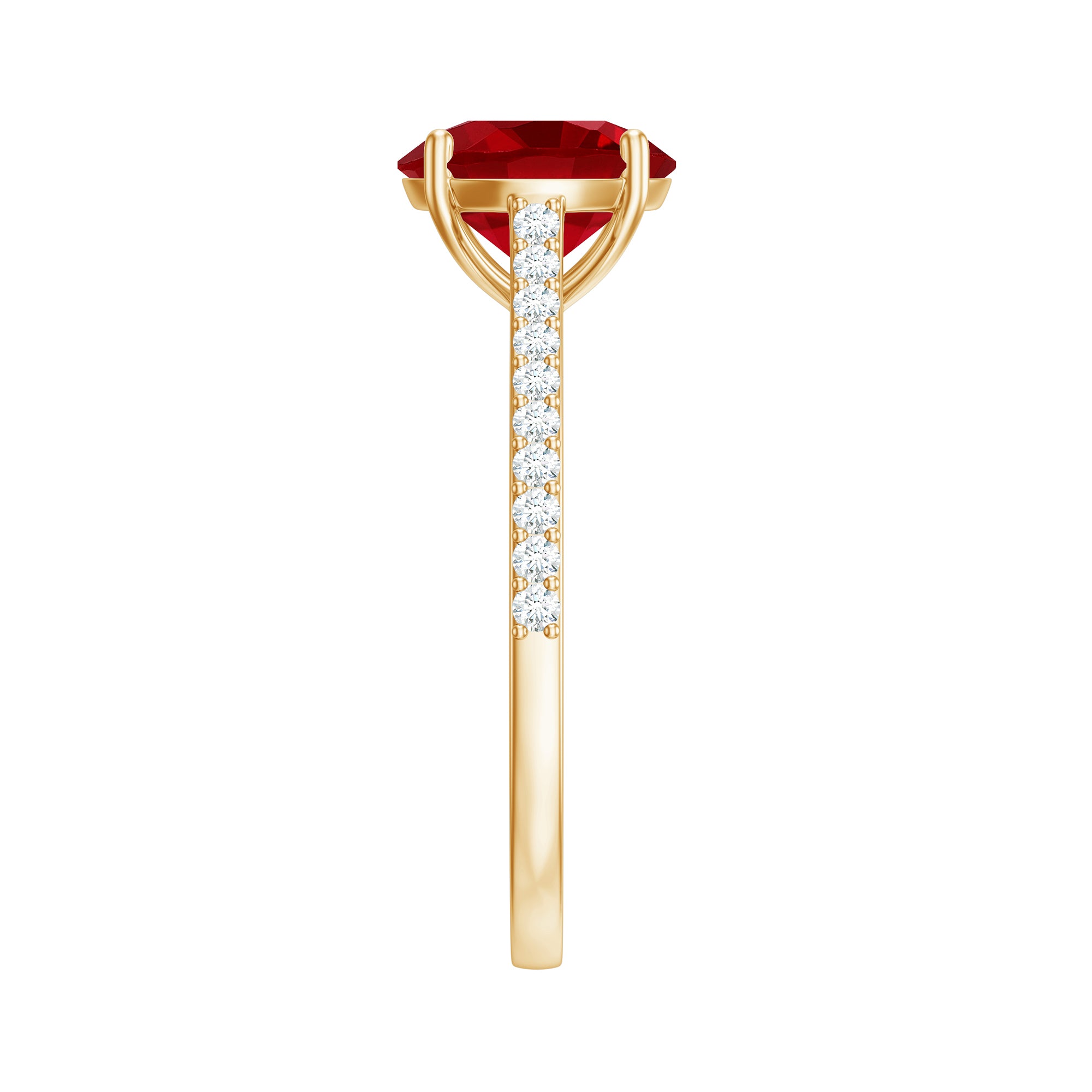 Certified Lab Ruby Solitaire Engagement Ring with Diamonds AAAA - Rosec Jewels