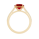 Certified Lab Ruby Solitaire Engagement Ring with Diamonds AAAA - Rosec Jewels