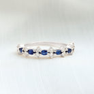 Classic Blue Sapphire and Diamond Half Eternity Ring Blue Sapphire - ( AAA ) - Quality - Rosec Jewels