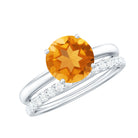 Natural Citrine Wedding Bridal Ring Set with Diamond AAA - Rosec Jewels