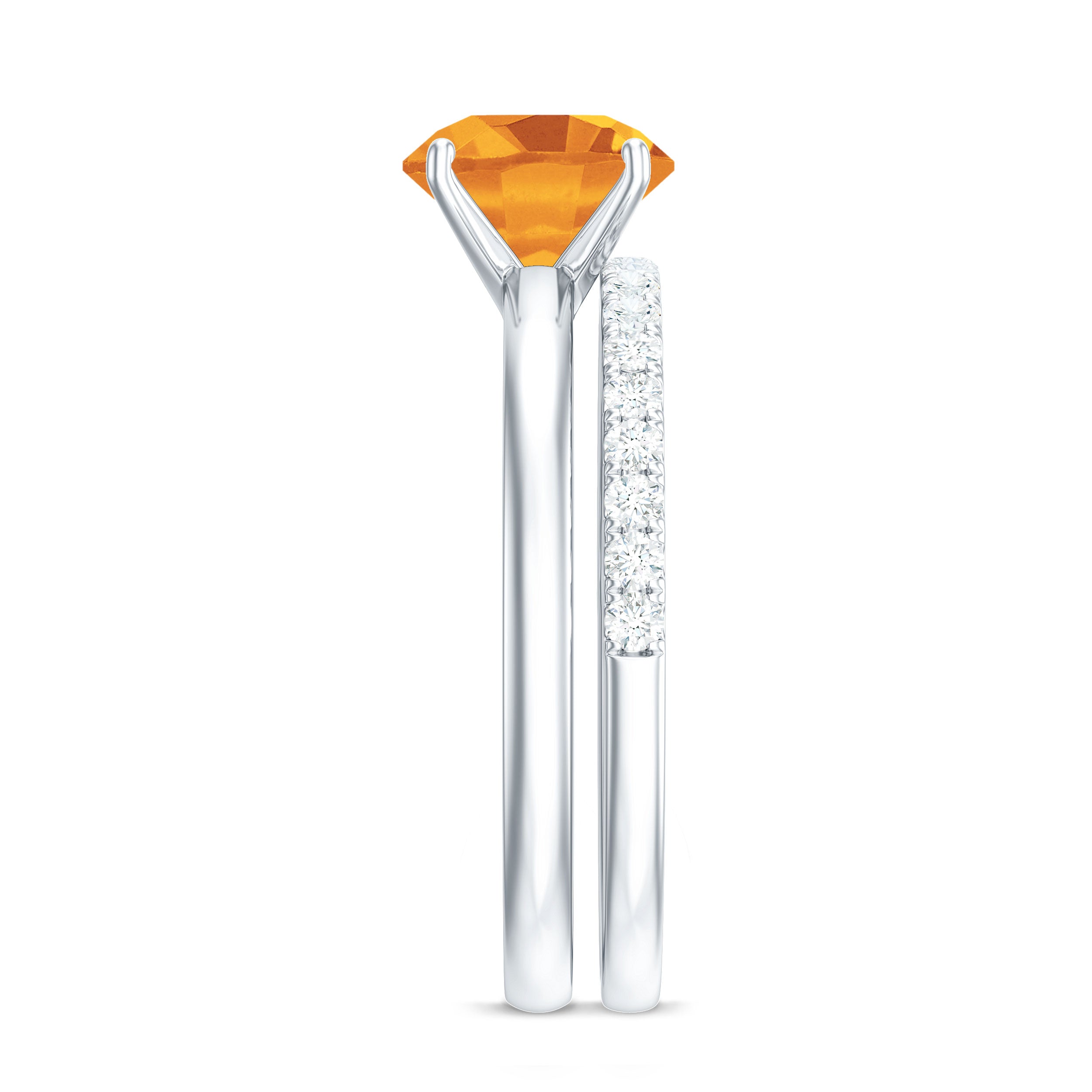 Rosec Jewels-Natural Citrine Wedding Bridal Ring Set with Diamond