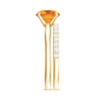 Natural Citrine Wedding Bridal Ring Set with Diamond AAA - Rosec Jewels
