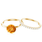Natural Citrine Wedding Bridal Ring Set with Diamond AAA - Rosec Jewels