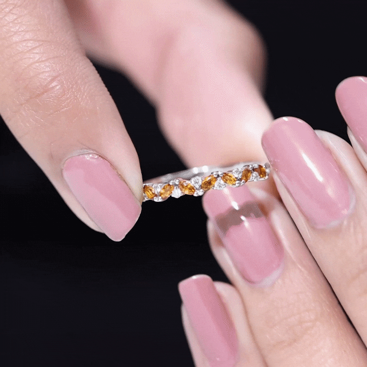 Marquise Citrine and Diamond Half Eternity Ring Citrine - ( AAA ) - Quality - Rosec Jewels