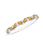 Genuine Marquise Citrine Half Eternity Ring with Diamond AAA - Rosec Jewels