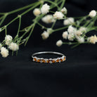 Genuine Marquise Citrine Half Eternity Ring with Diamond AAA - Rosec Jewels