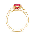 Lab Grown Ruby Solitaire Engagement Ring with Diamond Trio AAAA - Rosec Jewels