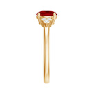 Lab Grown Ruby Solitaire Engagement Ring with Diamond Trio AAAA - Rosec Jewels