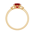 Lab Grown Ruby Solitaire Engagement Ring with Diamond Trio AAAA - Rosec Jewels