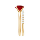 3 CT Solitaire Created Ruby Wedding Ring Set with Diamond AAAA - Rosec Jewels