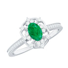 Rosec Jewels-Vintage Style Emerald and Diamond Oval Engagement Ring