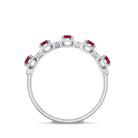 Classic Lab Grown Ruby and Diamond Halo Half Eternity Ring AAAA - Rosec Jewels
