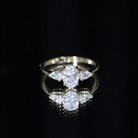 Oval and Pear Cut Moissanite Three Stone Engagement Ring D-VS1 - Rosec Jewels