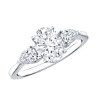 Oval and Pear Cut Moissanite Three Stone Engagement Ring D-VS1 - Rosec Jewels