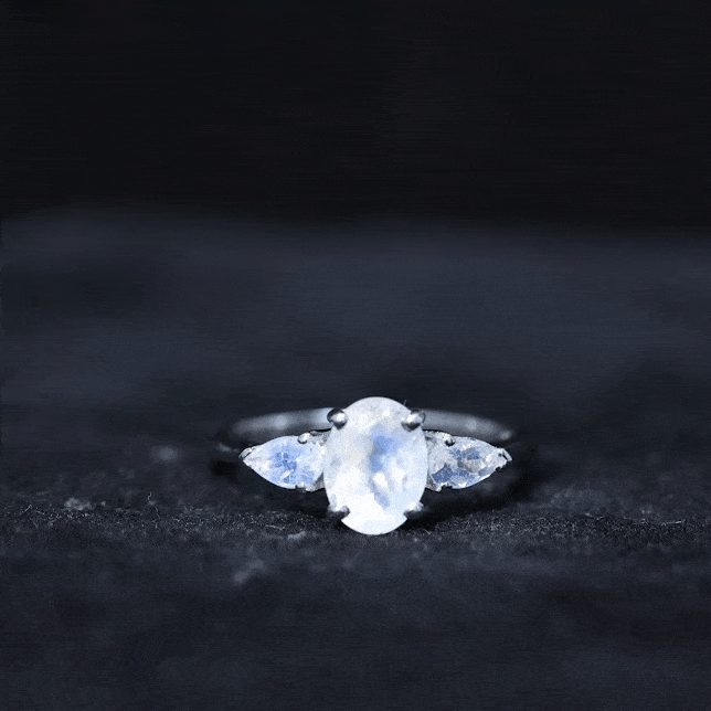 1 CT Three Stone Moonstone Ring in Prong Setting Moonstone - ( AAA ) - Quality - Rosec Jewels