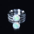 Natural 2 Carat Ethiopian Opal Diamond Solitaire Engagement Wedding Ring Set AAA - Rosec Jewels