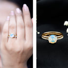 Natural 2 Carat Ethiopian Opal Diamond Solitaire Engagement Wedding Ring Set AAA - Rosec Jewels