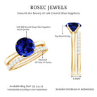 8mm Round Shape Lab Created Blue Sapphire Solitaire Wedding Ring Set with Diamond Band AAAA - Rosec Jewels