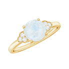1.50 CT Moonstone Solitaire Engagement Ring with Diamond Trio AAA - Rosec Jewels