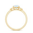 1.50 CT Moonstone Solitaire Engagement Ring with Diamond Trio AAA - Rosec Jewels