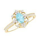 Genuine Sky Blue Topaz Vintage Engagement Ring in Gold Plated Silver AAA 14K Yellow Gold Plated Silver - Rosec Jewels