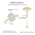 Genuine Sky Blue Topaz Vintage Engagement Ring in Gold Plated Silver AAA 14K Yellow Gold Plated Silver - Rosec Jewels