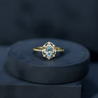Genuine Sky Blue Topaz Vintage Engagement Ring in Gold Plated Silver AAA 14K Yellow Gold Plated Silver - Rosec Jewels