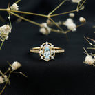Genuine Sky Blue Topaz Vintage Engagement Ring in Gold Plated Silver AAA 14K Yellow Gold Plated Silver - Rosec Jewels
