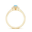 Classic Aquamarine and Diamond Teardrop Engagement Ring with Double Halo AAA - Rosec Jewels