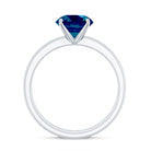 8mm Round London Blue Topaz Solitaire Engagement Ring with Diamond Band AAA - Rosec Jewels