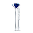 Rosec Jewels-8mm Round London Blue Topaz Solitaire Engagement Ring with Diamond Band
