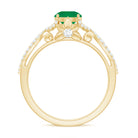 Designer Emerald Crossover Engagement Ring with Diamond AAA - Rosec Jewels